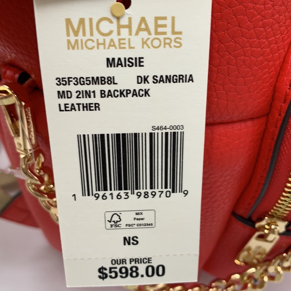MICHAEL KORS DARK SANGRIA 
Maisie Medium Pebbled Leather 2-in-1 Backpack - Picture 16 of 16